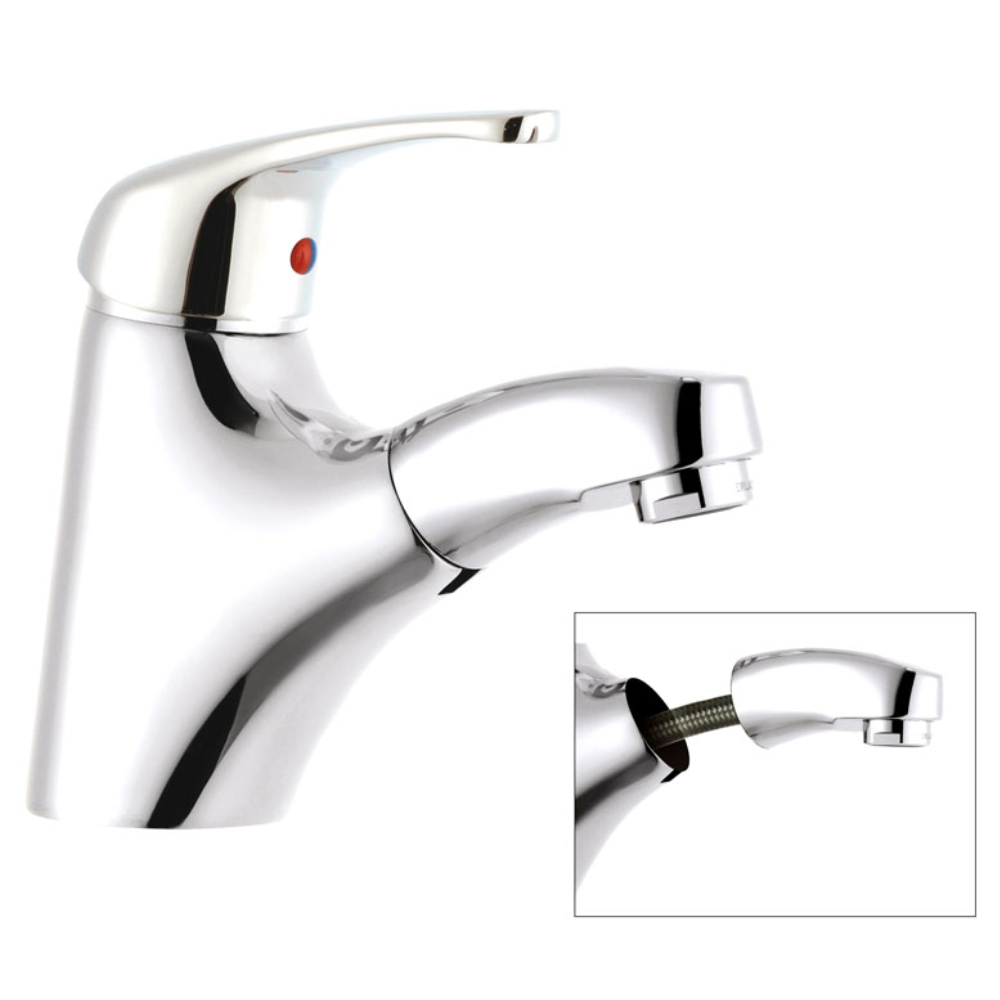 Single lever basin mixer with Aquatis hand shower