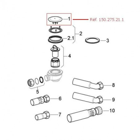 Enjoliveur coupe-air pour bonde de receveur de douche : D.90 mm