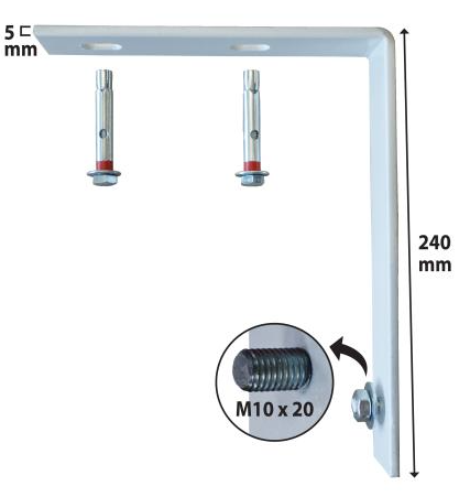 Consoles pour chauffe-eau plat sur plafond béton, pose verticale, la paire