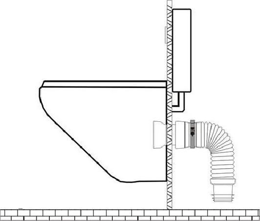 Multibati flexible pipe for wall-hung toilets