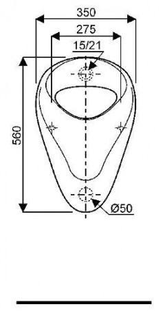 Flanged urinal BLAGNAC 2 with built-in supply and outlet