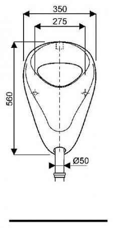 Flanged urinal BLAGNAC 2 with visible supply and outlet