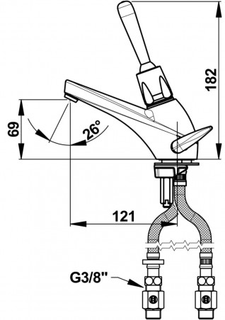 Mezclador monomando de lavabo PRESTO 7000 con llave de paso