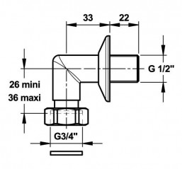 Codo ajustable de 26 a 36 mm para el grifo mezclador