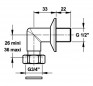 Adjustable elbow fitting 26 to 36mm for mixing valve