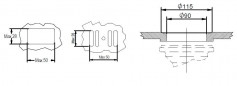 Basket drain with rectangular overflow, diameter 90mm