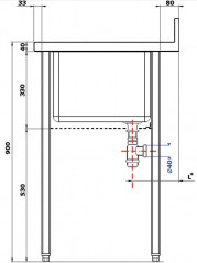 Inox-Spüle 120 x 60 ein Becken, ein Abtropfbecken rechts mit Fußgestell