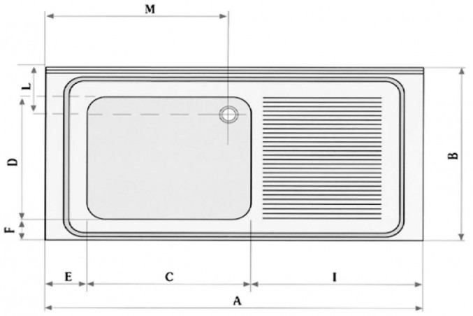 Evier kit 100x60, avec découpe pour Domino