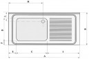 Émbolo de acero inoxidable 120 x 60 una bandeja, una bandeja de goteo a la derecha con soporte