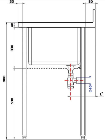 Evier kit 100x60, avec découpe pour Domino