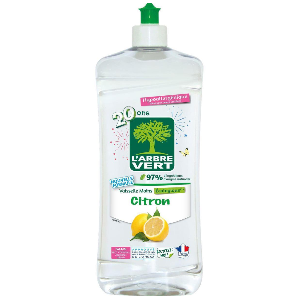 Piatto a mano al limone Ecolabel 750mL, Arbre vert bien être. 