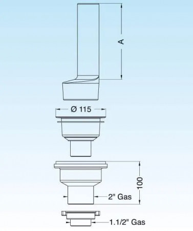 Bonde anti-acide pour laboratoire chimique, diamètre 90mm, tube 170mm