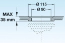 Säurebeständiger Ablauf für Chemielabor, Durchmesser 90mm, Rohr 170mm