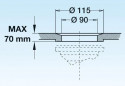 Drain with overflow tube stainless steel 120mm for sink diameter 90mm