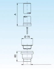 Residuos con tubo de rebosadero de acero inoxidable de 120 mm para un diámetro de fregadero de 60 mm