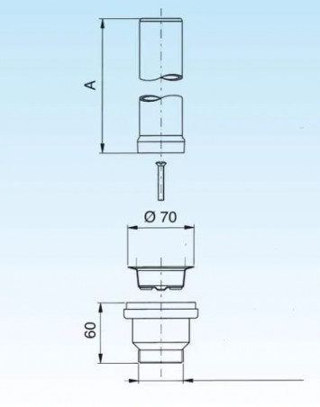 Bonde avec tube de surverse acier inox 120 mm pour évier diamètre 60 mm