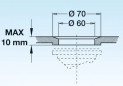 Drain with overflow tube stainless steel 120mm for sink diameter 60mm