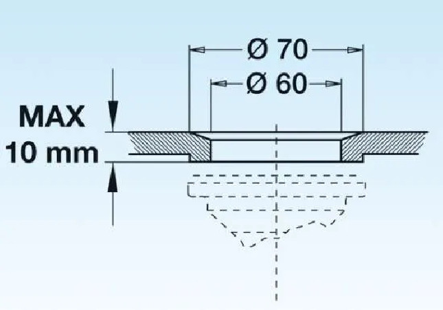 Residuos con tubo de rebosadero de acero inoxidable de 120 mm para un diámetro de fregadero de 60 mm