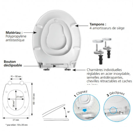 Abattant Generations Premium avec siège enfant incorporé, blanc