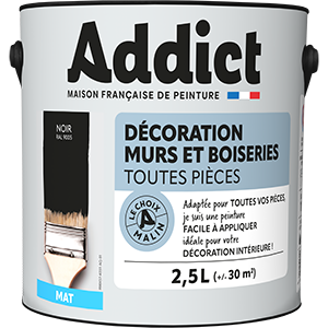 Peinture acrylique murs et boiseries noir mat 2.5L.