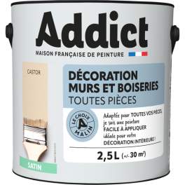 Peinture acrylique murs et boiseries Castor satin 2.5L. - Addict' Peinture - Référence fabricant : ADD112715