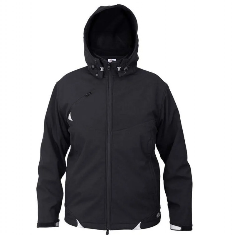 Blouson professionnel de chantier Softshell noir, capuche amovible, taille L