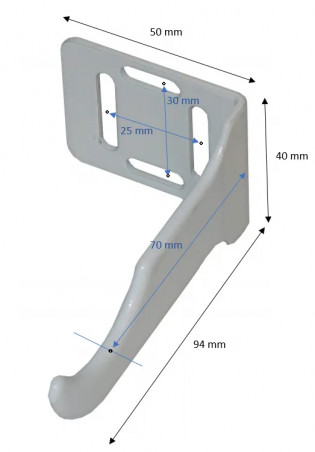 White screw-on bracket with plastic coating