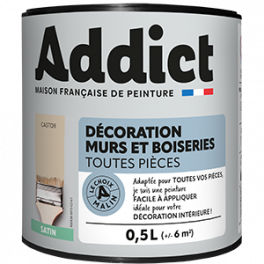 Peinture acrylique murs et boiseries Castor satin 0.5L. - Addict' Peinture - Référence fabricant : ADD112711