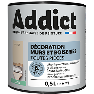 Peinture acrylique murs et boiseries Castor satin 0.5L.