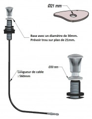 Zugstange aus verchromtem Messing, mit Kabel für automatischen Abfluss