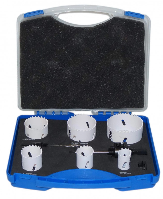 Coffret scie cloche BI METAL 6 pièces diamètre 22 à 68 mm