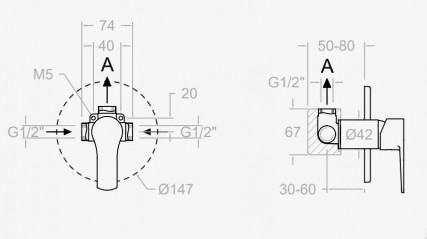 Concealed shower mixer Titanium