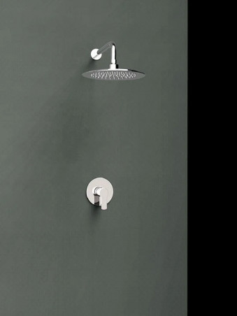 Concealed shower mixer set with Titanium overhead shower