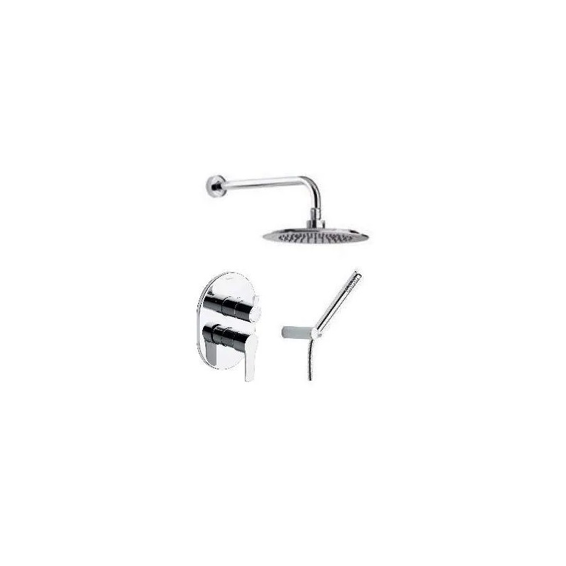 Concealed shower mixer set with overhead shower and Titanium hand shower