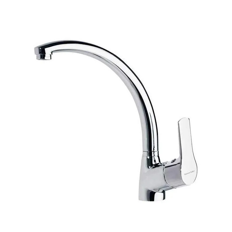 Single lever sink mixer with high moulded spout Titanium