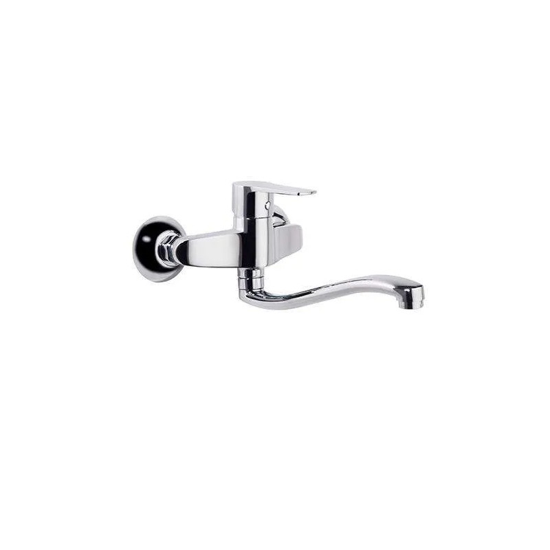 Wall-mounted single lever sink mixer with swivel spout Titanium