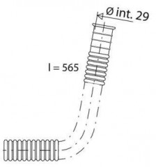 Tube de trop plein pour vidage de baignoire. Diamètre 29 mm, longueur 565 mm