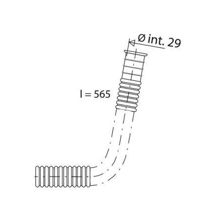 Tube de trop plein pour vidage de baignoire. Diamètre 29 mm, longueur 565 mm