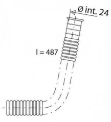 Tubo di troppopieno per lo scarico standard. Diametro 24mm, lunghezza 487mm