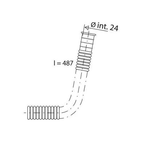 Überlaufrohr für Standardabfluss. Durchmesser 24 mm, Länge 487 mm