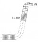 Überlaufrohr für Standardabfluss. Durchmesser 24 mm, Länge 487 mm