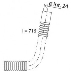 Overflow tube for bathtub, diameter 24mm, length 716mm