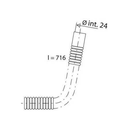 Tubo di troppopieno per vasca da bagno, diametro 24mm, lunghezza 716mm