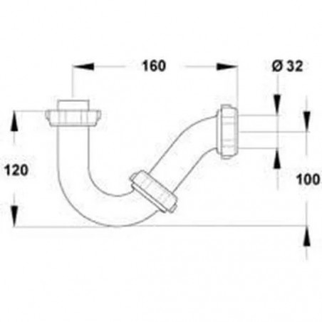 Siphon de lavabo PVC tube en S Porcher