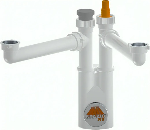 Space-saving inspectionable siphon for 2 SPAZIO 2 NT tanks