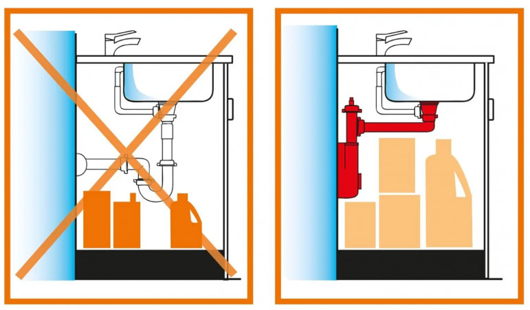 Space-saving inspectionable siphon for 2 SPAZIO 2 NT tanks