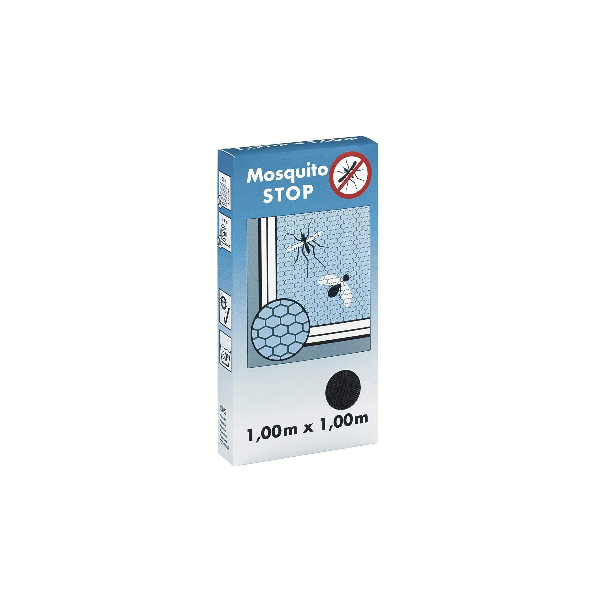 Moustiquaire pour fenêtre, \"STOP\', gris, 1m x 1m