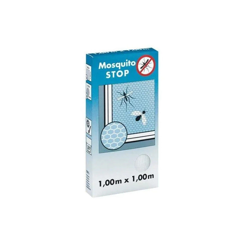 Moustiquaire pour fenêtre, "STOP', blanc, 1m x 1m