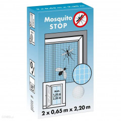 Moustiquaire pour porte, \"STOP\" blanc, 2 lamelles de 0,65m x 2,20m