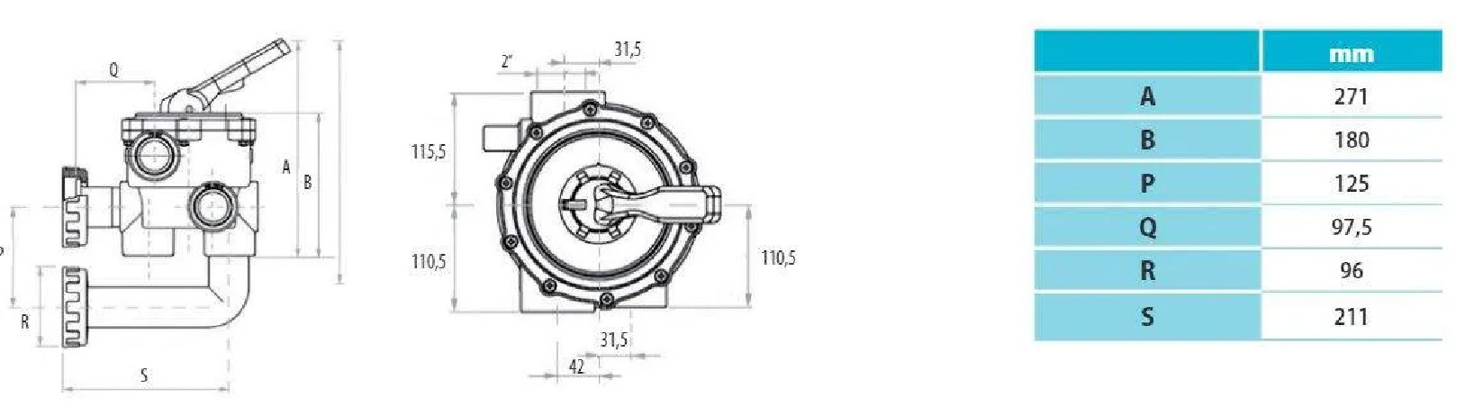 Kit 1"1/2 Multiway con montaggio classico per lato Astral 09758